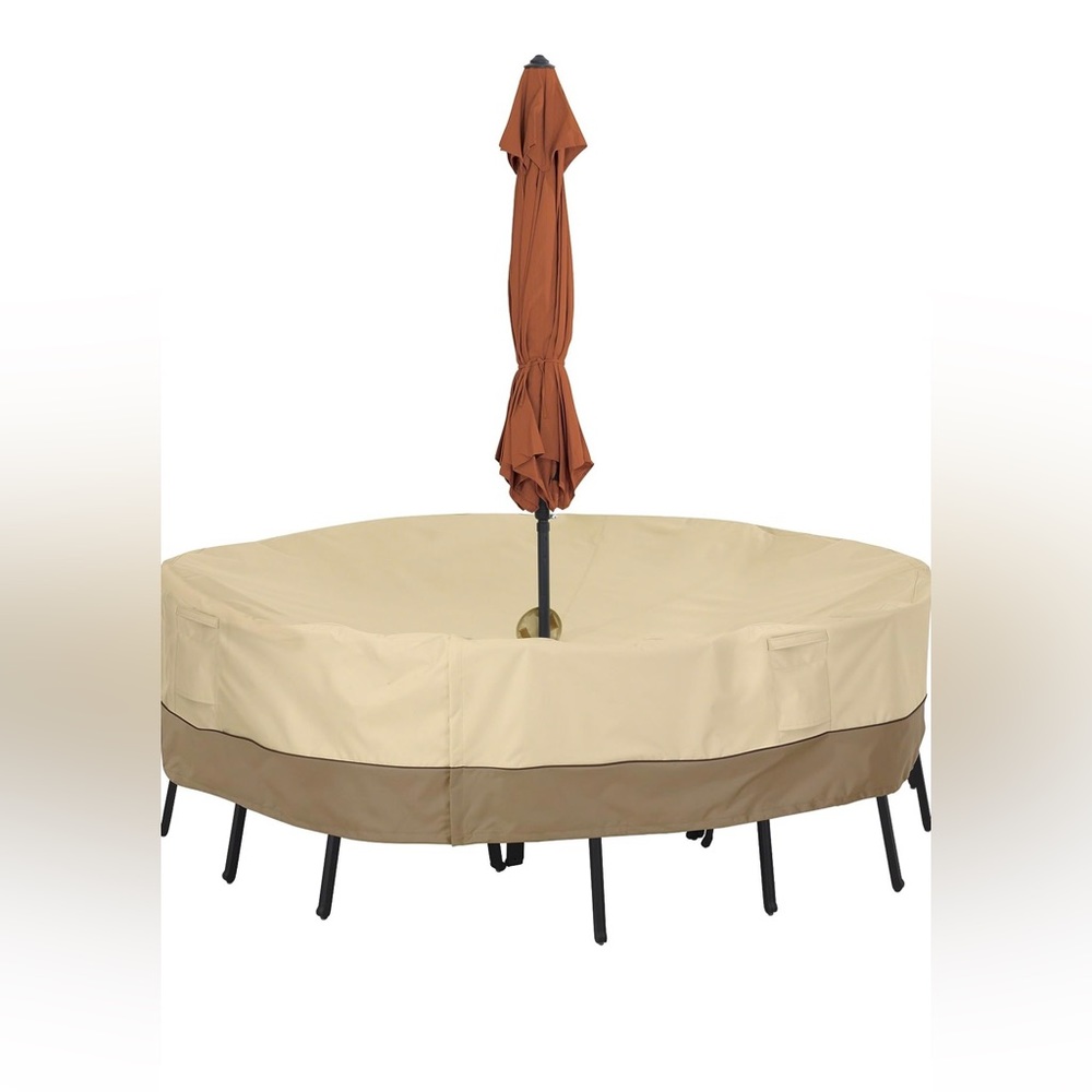 Classic accessories veranda 70” round patio table cover with umbrella hole
